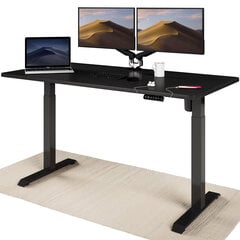 Elektroniski regulējama augstuma galds Desktronic ar USB A un C savienojumiem, Melnas kājas, Melna galda virsma 160 x 80 cm цена и информация | Компьютерные, письменные столы | 220.lv