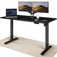 Elektroniski regulējama augstuma galds Desktronic ar USB A un C savienojumiem, Melnas kājas, Melna galda virsma 160 x 80 cm