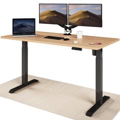 Elektroniski regulējama augstuma galds Desktronic ar USB A un C savienojumiem, Melnas kājas, Ozolkoka galda virsma 160 x 80 cm цена и информация | Компьютерные, письменные столы | 220.lv