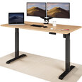 Регулируемый по высоте стол Desktronic с электроприводом, с разъемами USB A и C, Черные ноги, Дубовая столешница 160x80 см