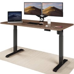 Elektroniski regulējama augstuma galds Desktronic ar USB A un C savienojumiem, Melnas kājas, Riekstakoka galda virsma 160 x 80 cm cena un informācija | Datorgaldi, rakstāmgaldi, biroja galdi | 220.lv