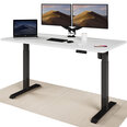 Elektroniski regulējama augstuma galds Desktronic ar USB A un C savienojumiem, Melnas kājas, Balta galda virsma 160 x 80 cm