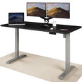 Elektroniski regulējama augstuma galds Desktronic ar USB A un C savienojumiem, Pelēkas kājas, Melna galda virsma 160 x 80 cm