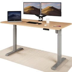 Elektroniski regulējama augstuma galds Desktronic ar USB A un C savienojumiem, Pelēkas kājas, Ozolkoka galda virsma 160 x 80 cm цена и информация | Компьютерные, письменные столы | 220.lv