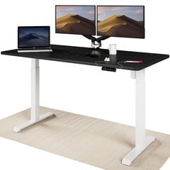 Elektroniski regulējama augstuma galds Desktronic ar USB A un C savienojumiem, Baltas kājas, Melna galda virsma 160 x 80 cm cena un informācija | Datorgaldi, rakstāmgaldi, biroja galdi | 220.lv