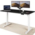 Elektroniski regulējama augstuma galds Desktronic ar USB A un C savienojumiem, Baltas kājas, Melna galda virsma 160 x 80 cm