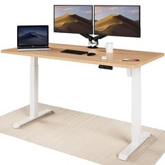 Elektroniski regulējama augstuma galds Desktronic ar USB A un C savienojumiem, Baltas kājas, Ozolkoka galda virsma 160 x 80 cm cena un informācija | Datorgaldi, rakstāmgaldi, biroja galdi | 220.lv