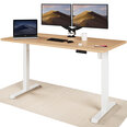 Elektroniski regulējama augstuma galds Desktronic ar USB A un C savienojumiem, Baltas kājas, Ozolkoka galda virsma 160 x 80 cm