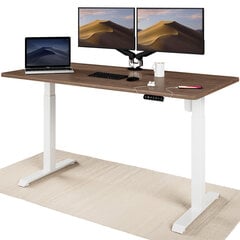 Регулируемый по высоте стол Desktronic с электроприводом, с разъемами USB A и C, Белые ноги, Ореховая столешница 160x80 см цена и информация | Компьютерные, письменные столы | 220.lv