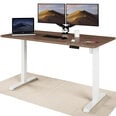 Elektroniski regulējama augstuma galds Desktronic ar USB A un C savienojumiem, Baltas kājas, Riekstakoka galda virsma 160 x 80 cm