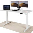 Регулируемый по высоте стол Desktronic с электроприводом, с разъемами USB A и C, Белые ноги, Белая столешница 160x80 см