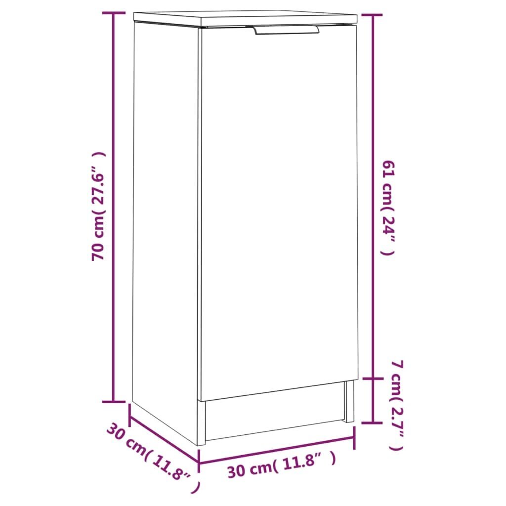 vidaXL kumode, betona pelēka, 30x30x70 cm, inženierijas koks cena un informācija | Skapīši viesistabai | 220.lv