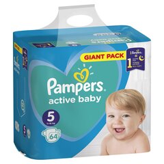 Подгузники Pampers Active Baby Junior 5 11-16 кг, 64 шт. цена и информация | Подгузники | 220.lv