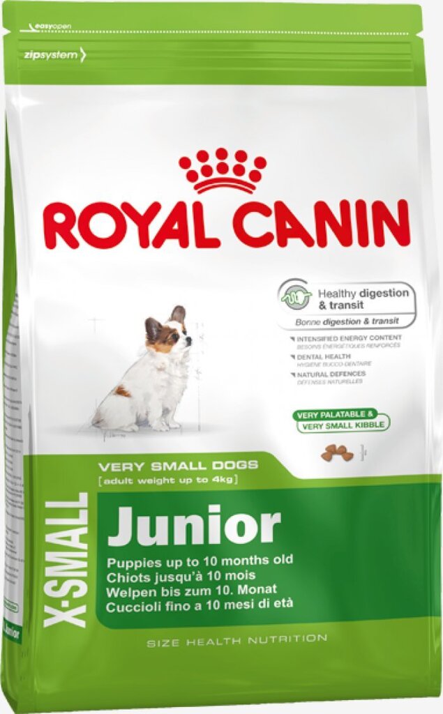 Suņu barība Royal Canin X-Small Junior 0,5 kg цена и информация | Sausā barība suņiem | 220.lv