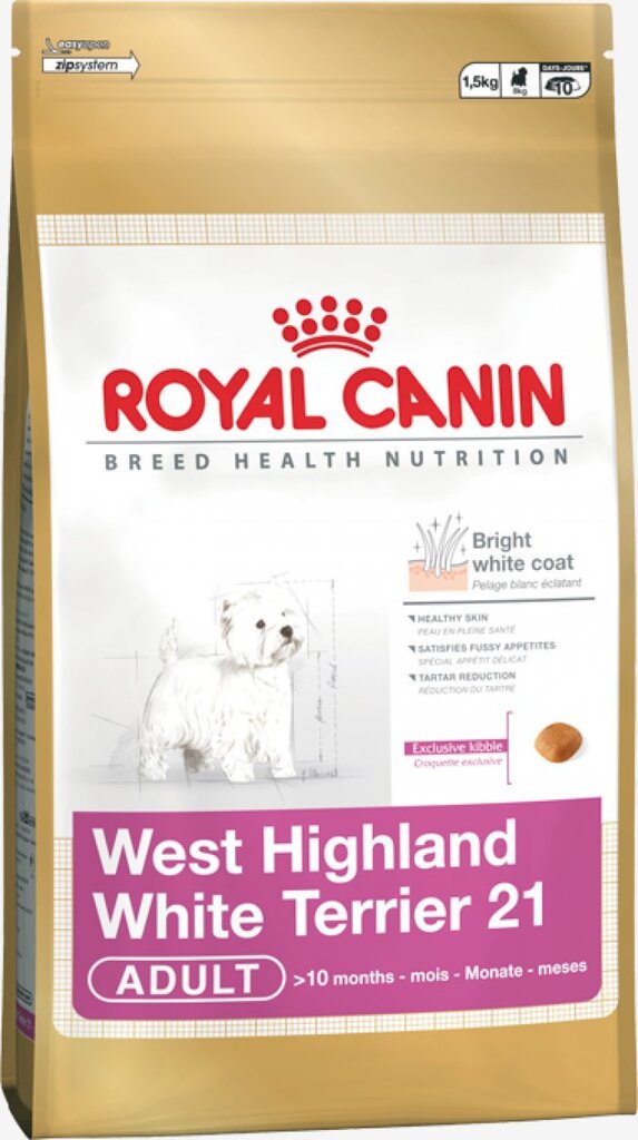 Suņu barība Royal Canin West Highland White Terrier Adult 0,5 kg цена и информация | Sausā barība suņiem | 220.lv