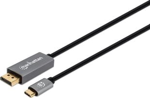 Kabeļa adapteris Manhattan USB-C uz DisplayPort DP Alt Mode 8K 2 m, melns cena un informācija | Savienotājkabeļi | 220.lv