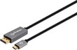 Kabeļa adapteris Manhattan USB-C uz DisplayPort DP Alt Mode 8K 2 m, melns цена и информация | Savienotājkabeļi | 220.lv