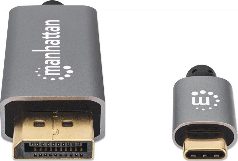 Kabeļa adapteris Manhattan USB-C uz DisplayPort DP Alt Mode 8K 2 m, melns cena un informācija | Savienotājkabeļi | 220.lv