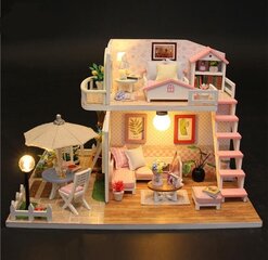 Koka leļļu mājas modelis ar LED cena un informācija | Rotaļlietas meitenēm | 220.lv