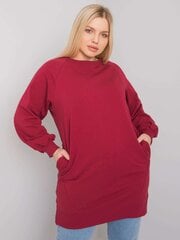 Sieviešu lielizmēra bordo krāsas kokvilnas džemperis. cena un informācija | Blūzes, sieviešu krekli | 220.lv