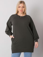 Tumšas haki krāsas kokvilnas džemperis sievietēm liela izmēra. cena un informācija | Jakas sievietēm | 220.lv