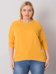 Dzeltens kokvilnas liela izmēra sporta krekls bez kapuces. cena un informācija | Sieviešu džemperi | 220.lv