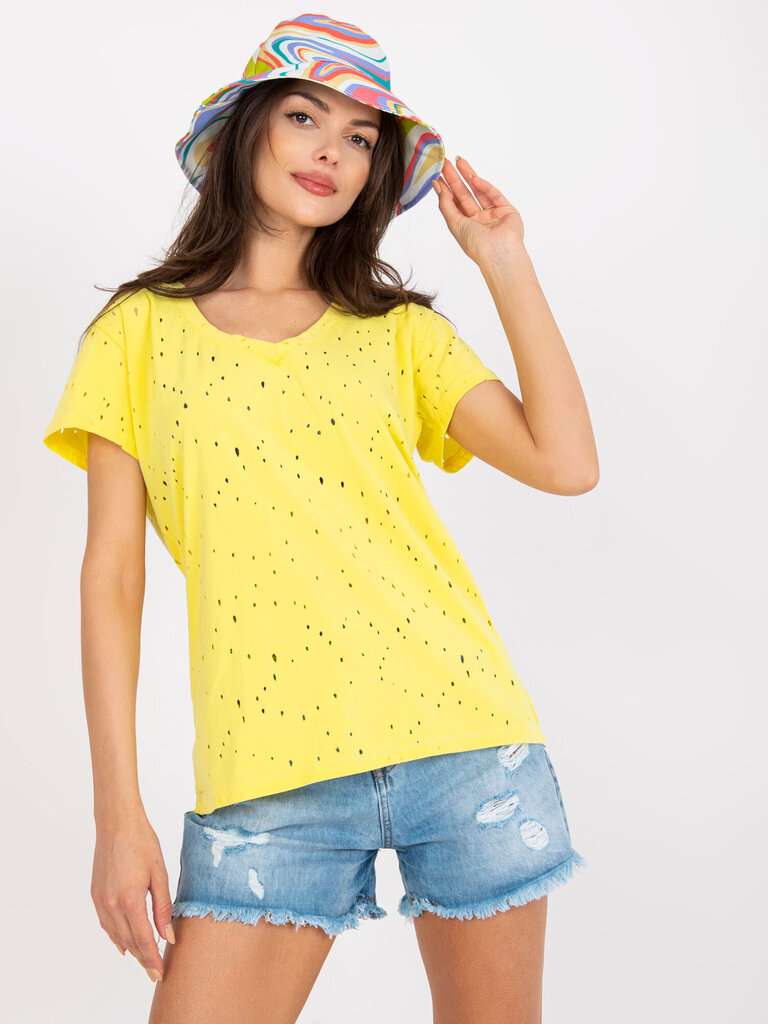Dzeltens vienkrāsains sieviešu T-krekls cena un informācija | T-krekli sievietēm | 220.lv