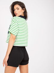 бело-зеленая короткая женская рубашка поло в полоску цена и информация | Женские блузки, рубашки | 220.lv