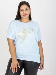 голубая футболка больших размеров с принтом цена и информация | Женские блузки, рубашки | 220.lv