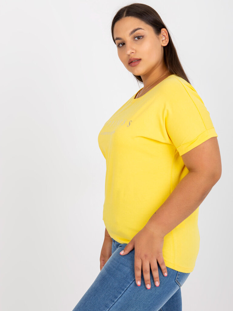 Sieviešu dzeltens plus izmēra T-krekls cena un informācija | T-krekli sievietēm | 220.lv
