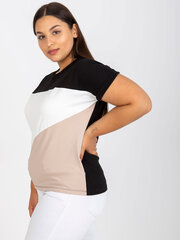 черно-бежевая футболка большого размера с коротким рукавом цена и информация | Женские блузки, рубашки | 220.lv
