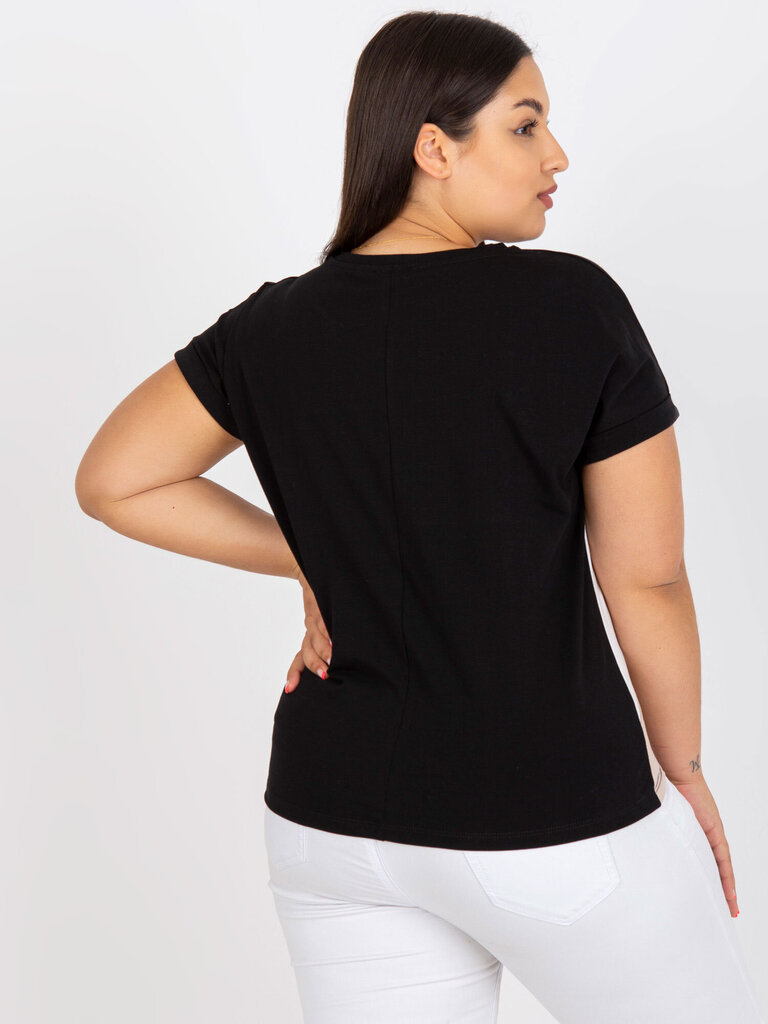 Sieviešu melns un bēšs plus izmēra T-krekls cena un informācija | Blūzes, sieviešu krekli | 220.lv
