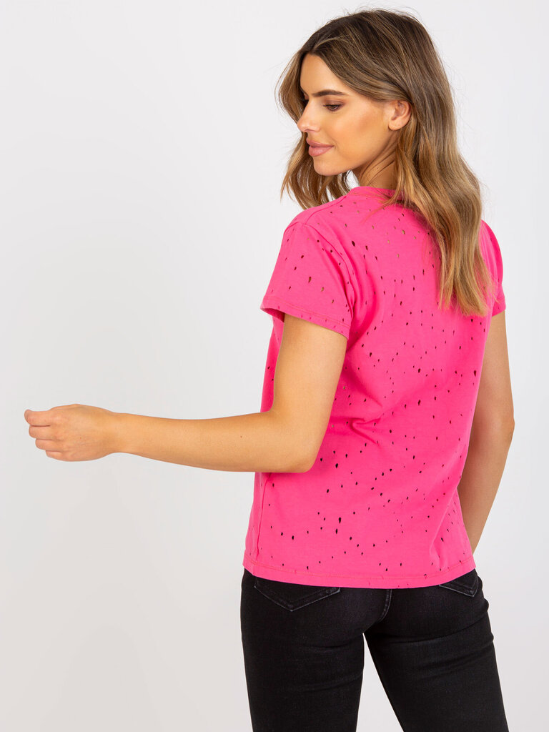 Sieviešu tumši rozā vienkrāsains T-krekls cena un informācija | T-krekli sievietēm | 220.lv
