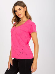 Sieviešu tumši rozā vienkrāsains T-krekls cena un informācija | T-krekli sievietēm | 220.lv
