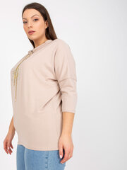 бежевая хлопковая блуза больших размеров со стразами цена и информация | Женские блузки, рубашки | 220.lv