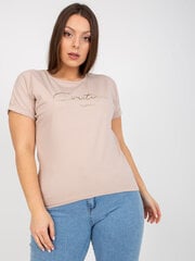 бежевая футболка больших размеров с коротким рукавом цена и информация | Женские блузки, рубашки | 220.lv