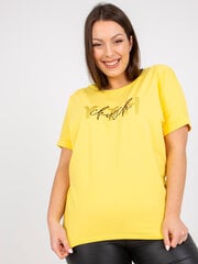 Sieviešu dzeltens plus izmēra T-krekls cena un informācija | Blūzes, sieviešu krekli | 220.lv