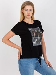 черная футболка больших размеров с золотым принтом цена и информация | Женские футболки | 220.lv