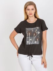 футболка больших размеров из хлопка цвета хаки с принтом цена и информация | Женские блузки, рубашки | 220.lv