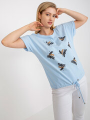 голубая футболка больших размеров с круглым вырезом цена и информация | Женские блузки, рубашки | 220.lv