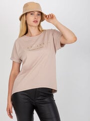 Sieviešu lielizmēra smilškrāsas T-krekls cena un informācija | Blūzes, sieviešu krekli | 220.lv
