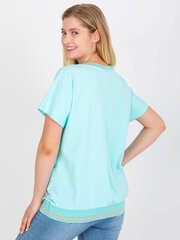 мятная блузка больших размеров из хлопка с аппликацией цена и информация | Женские блузки, рубашки | 220.lv