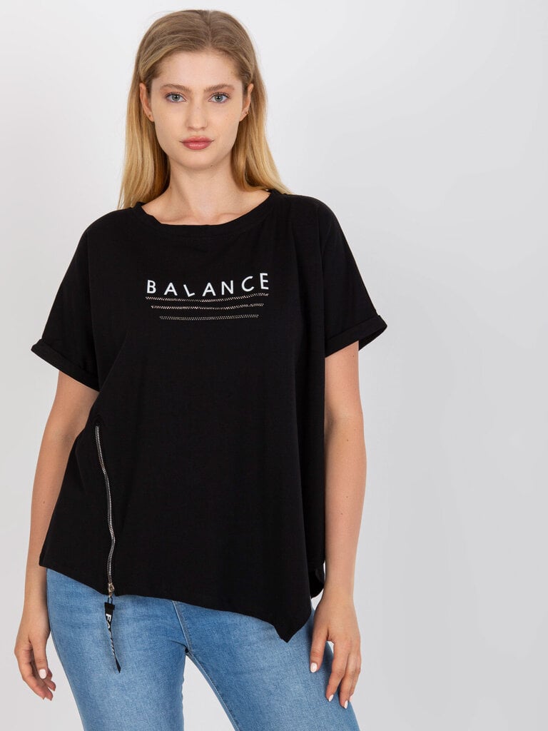 Sieviešu melns plus izmēra T-krekls цена и информация | T-krekli sievietēm | 220.lv