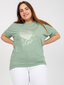Sieviešu koši zaļš plus izmēra T-krekls cena un informācija | T-krekli sievietēm | 220.lv