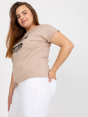 бежевая футболка больших размеров с коротким рукавом цена и информация | Женские блузки, рубашки | 220.lv