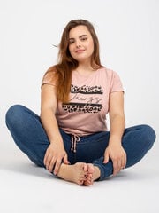 хлопковая футболка больших размеров грязно-розового цвета с аппликацией цена и информация | Женские блузки, рубашки | 220.lv