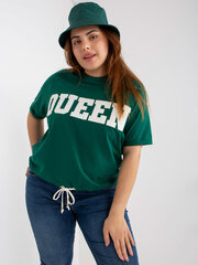 темно-зеленая хлопковая блуза больших размеров с надписью цена и информация | Женские блузки, рубашки | 220.lv