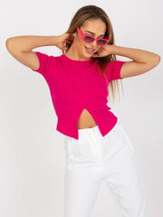 базовая блуза цвета фуксии из хлопка в рубчик rue paris цена и информация | Женские блузки, рубашки | 220.lv