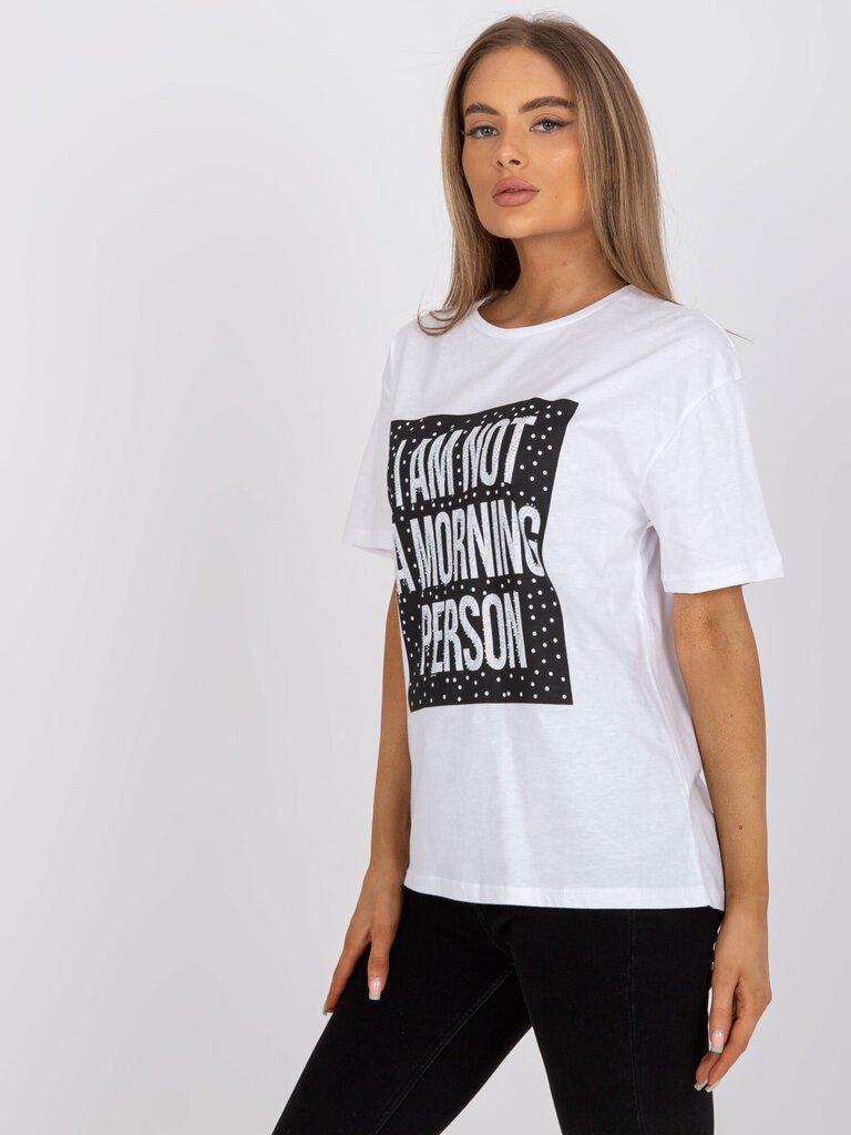 Sieviešu balts T-krekls ar aplikāciju cena un informācija | T-krekli sievietēm | 220.lv