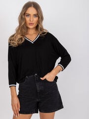 черная повседневная блуза с круглым вырезом горловины цена и информация | Женские блузки, рубашки | 220.lv